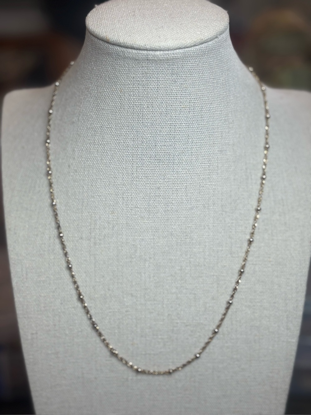 925 Italy Sterling Silver Beaded Station Chain Necklace
